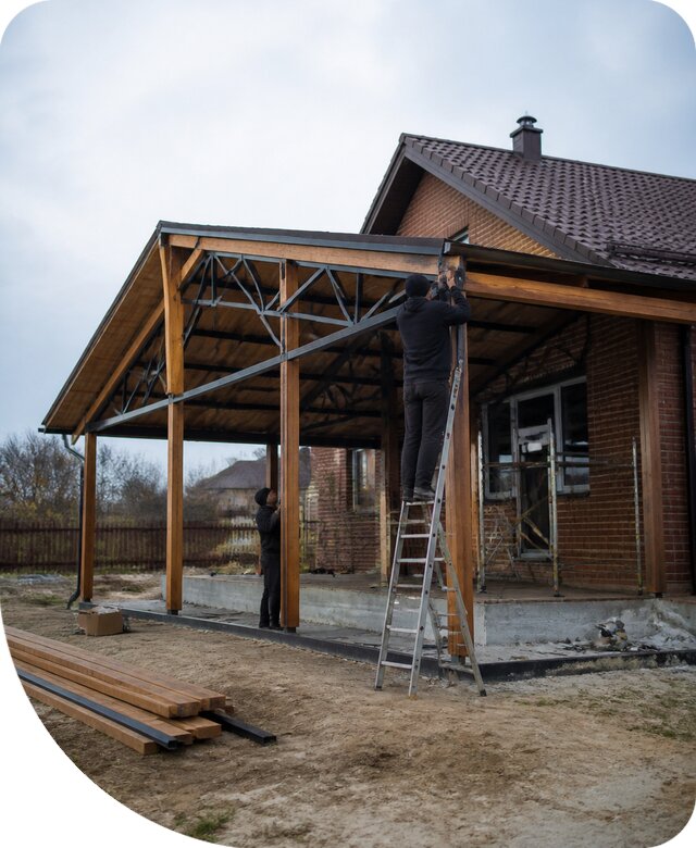 Пристройка навеса к дому и участку в Арсеньеве под ключ